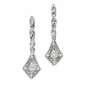 9ct White Gold Vintage Style Diamond Drop Earrings texture-diamond  