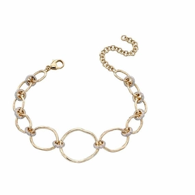 9ct Yellow & White Gold Diamond Set Hammered Loop Bracelet texture-diamond  