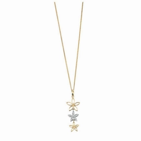9ct Yellow & White Gold Diamond Set Triple Flower Drop Pendant texture-diamond  
