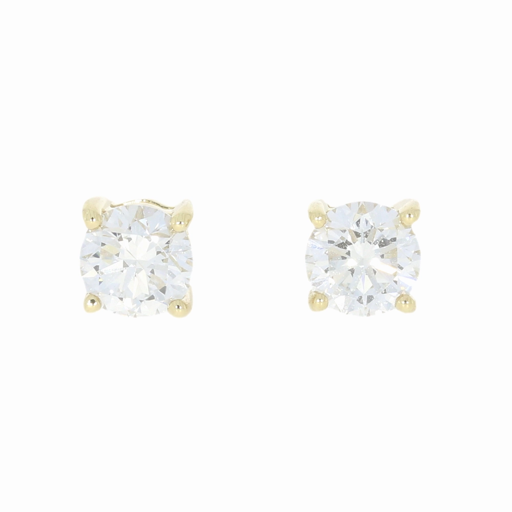 9ct Yellow Gold 1.05cts Lab Created Brilliant Cut Diamond Solitaire Stud Earrings ear-earrings  