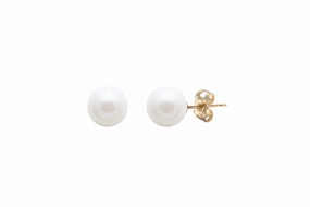 9ct Yellow Gold 8mm Cultured Pearls Stud Earrings texture-pearl  