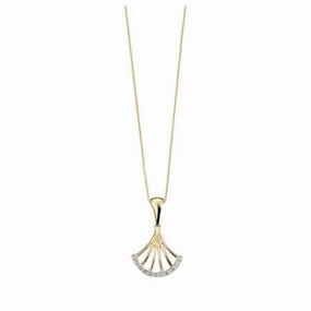 9ct Yellow Gold Diamond Pave Set Fan & Chain texture-diamond  