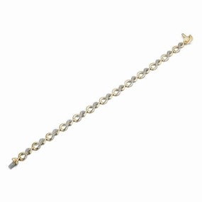 9ct Yellow Gold Diamond Set Figaro Link Bracelet texture-diamond  