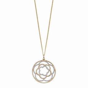 9ct Yellow Gold Diamond Set Flower Cutout Pendant texture-diamond  
