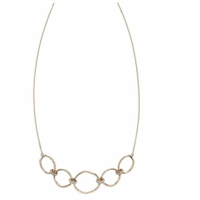 9ct Yellow Gold Diamond Set Hammered Loop Necklet texture-diamond  