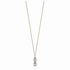 9ct Yellow Gold Diamond Set Interlocking Open Oval Pendant texture-diamond  