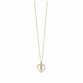9ct Yellow Gold Diamond Set Open Heart Pendant & Chain texture-diamond  