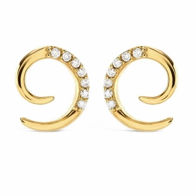 9ct Yellow Gold Diamond Set Swirl Earrings texture-diamond  