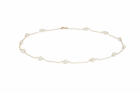 9ct Yellow Gold River Pearl 18'' Trace Necklace texture-pearl  