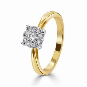 9ct Yellow Gold Round Brilliant Cut Round Diamond Cluster Ring texture-diamond  