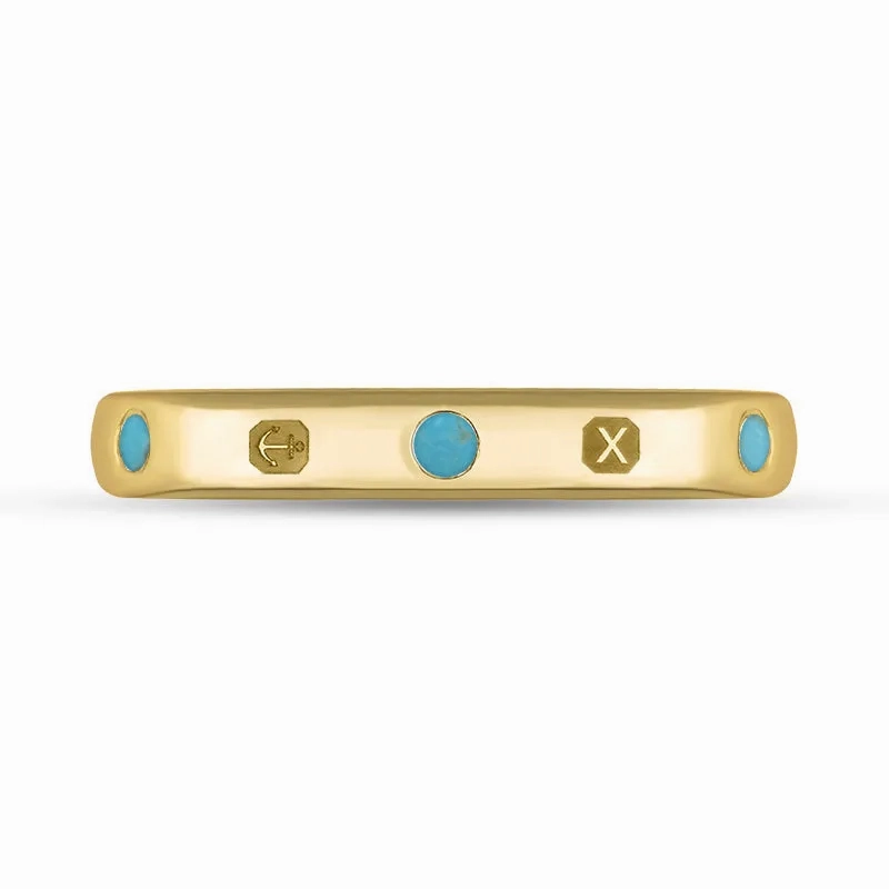 9ct Yellow Gold Turquoise Queen's Jubilee Hallmark 6mm Ring D