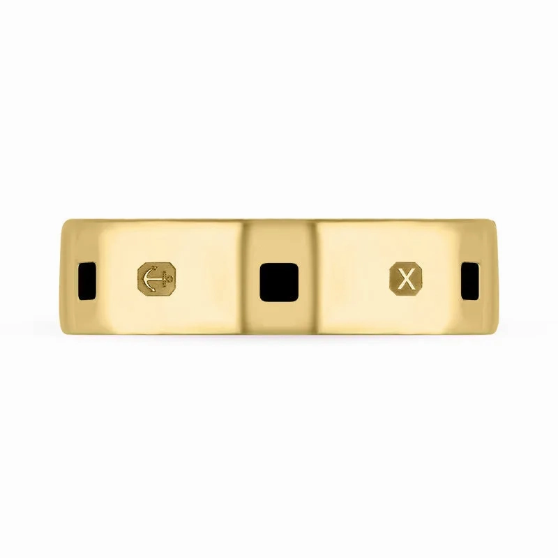 9ct Yellow Gold Whitby Jet Queen's Jubilee Hallmark Princess Cut 6mm Ring D