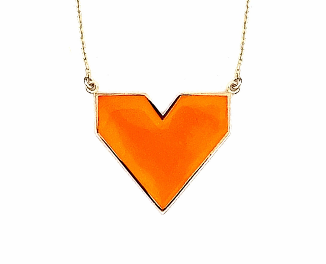 9K necklace with bright colored enamel heart
