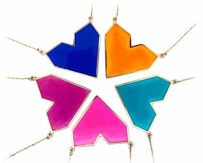 9K necklace with bright colored enamel heart hand-chain-bracelet  