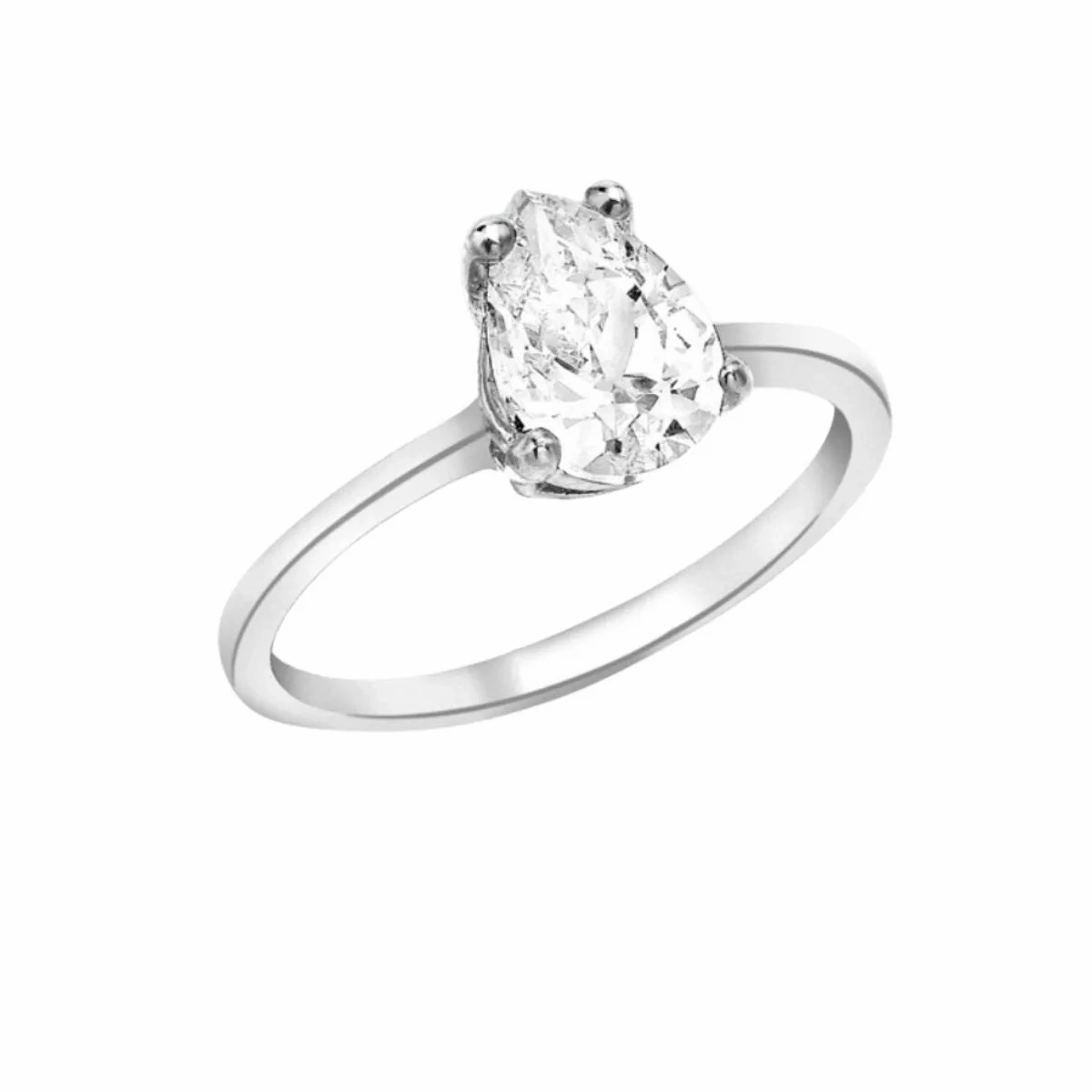 9K White Gold Pear Cut CZ Ring