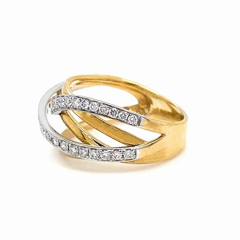 9K Yellow Gold 0.48ct Diamond Crossover Ring