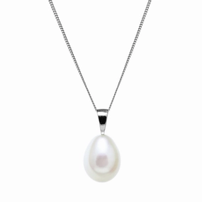 9mm Teardrop White Freshwater Pearl Sterling Silver Pendant texture-pearl  