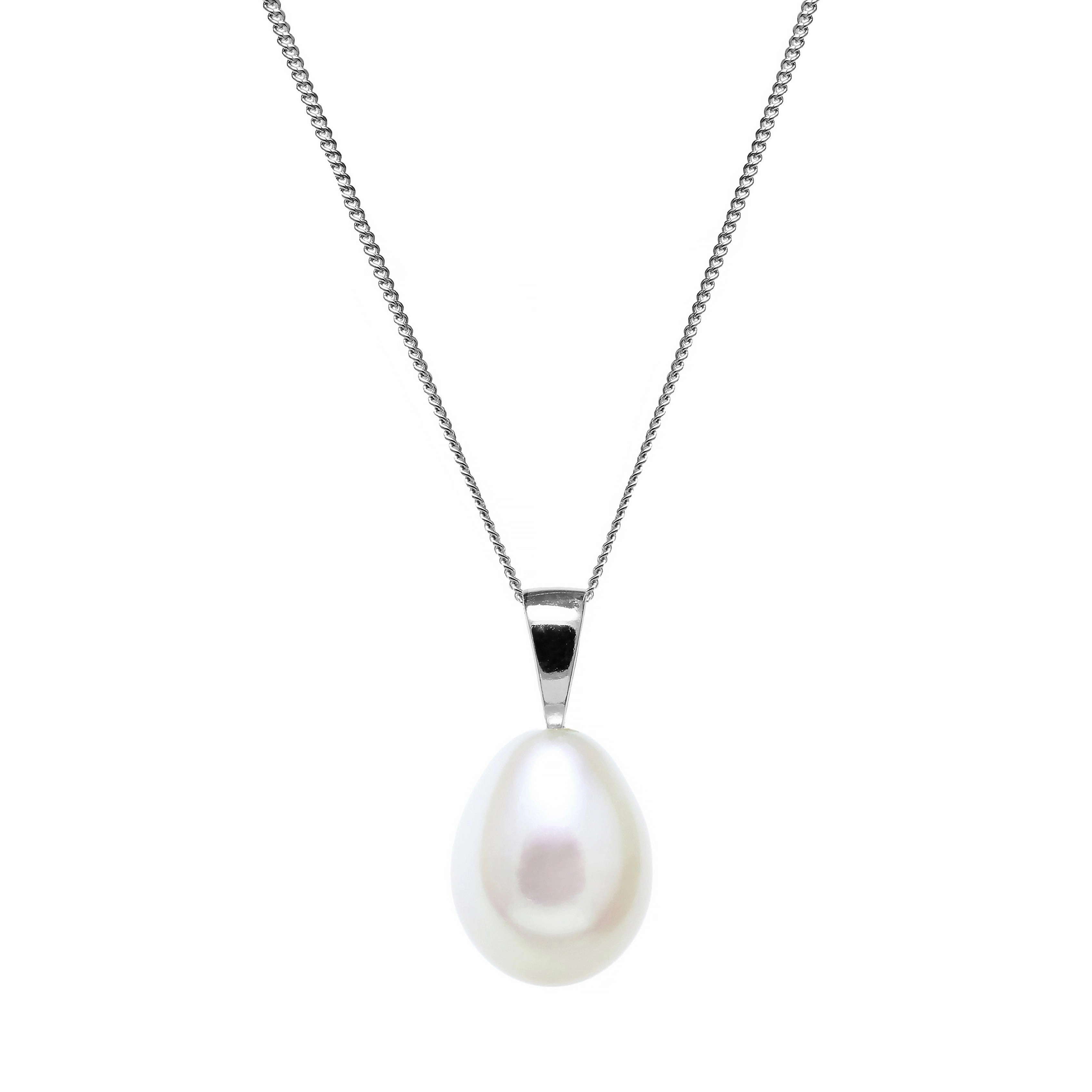9mm Teardrop White Freshwater Pearl Sterling Silver Pendant texture-pearl  