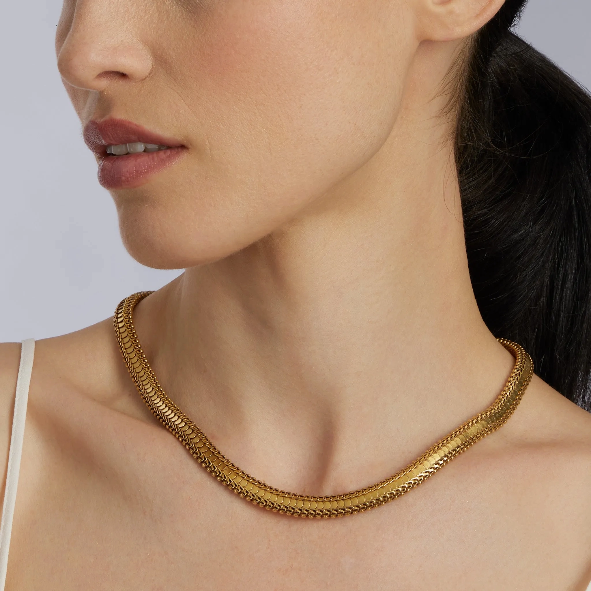 &quot;Knitted&quot; Victorian 18K Gold Chain Necklace