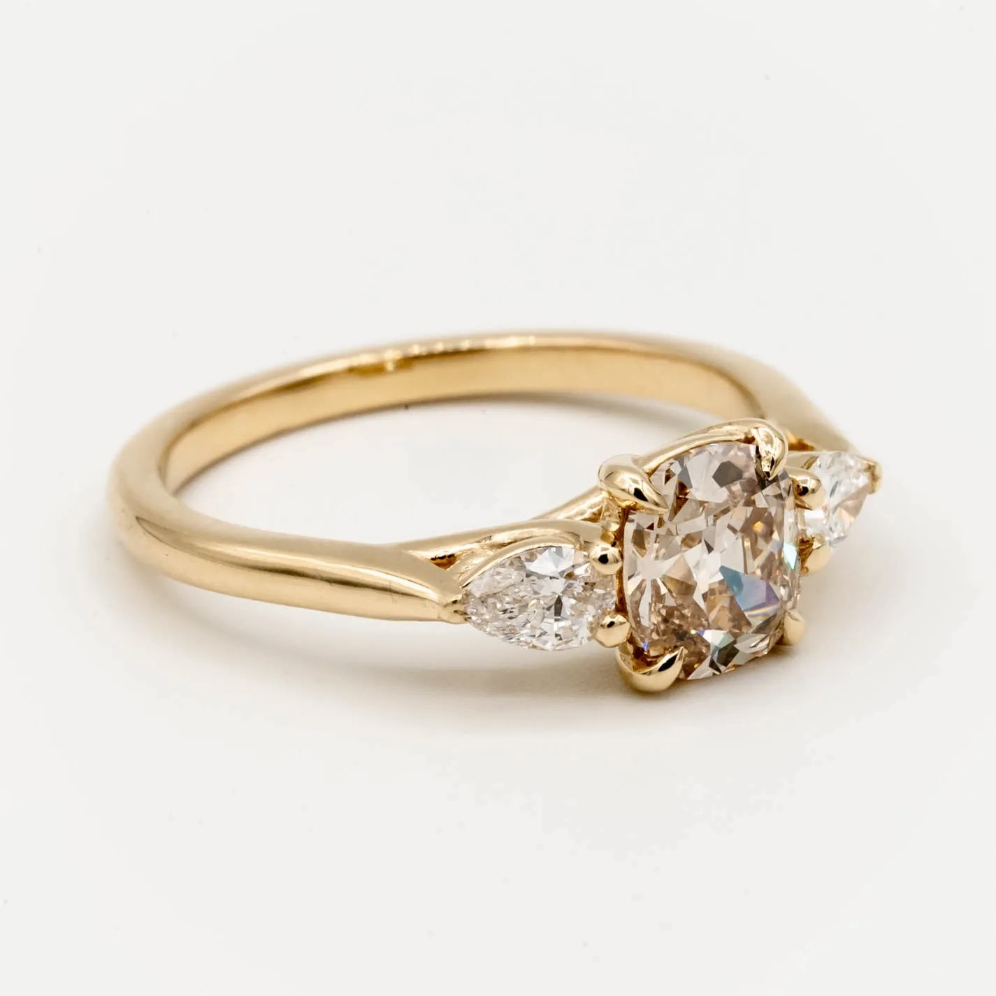Acacia Antique Diamond Ring | .96ct Antique Old Mine Cut Diamond | 14k Yellow Gold