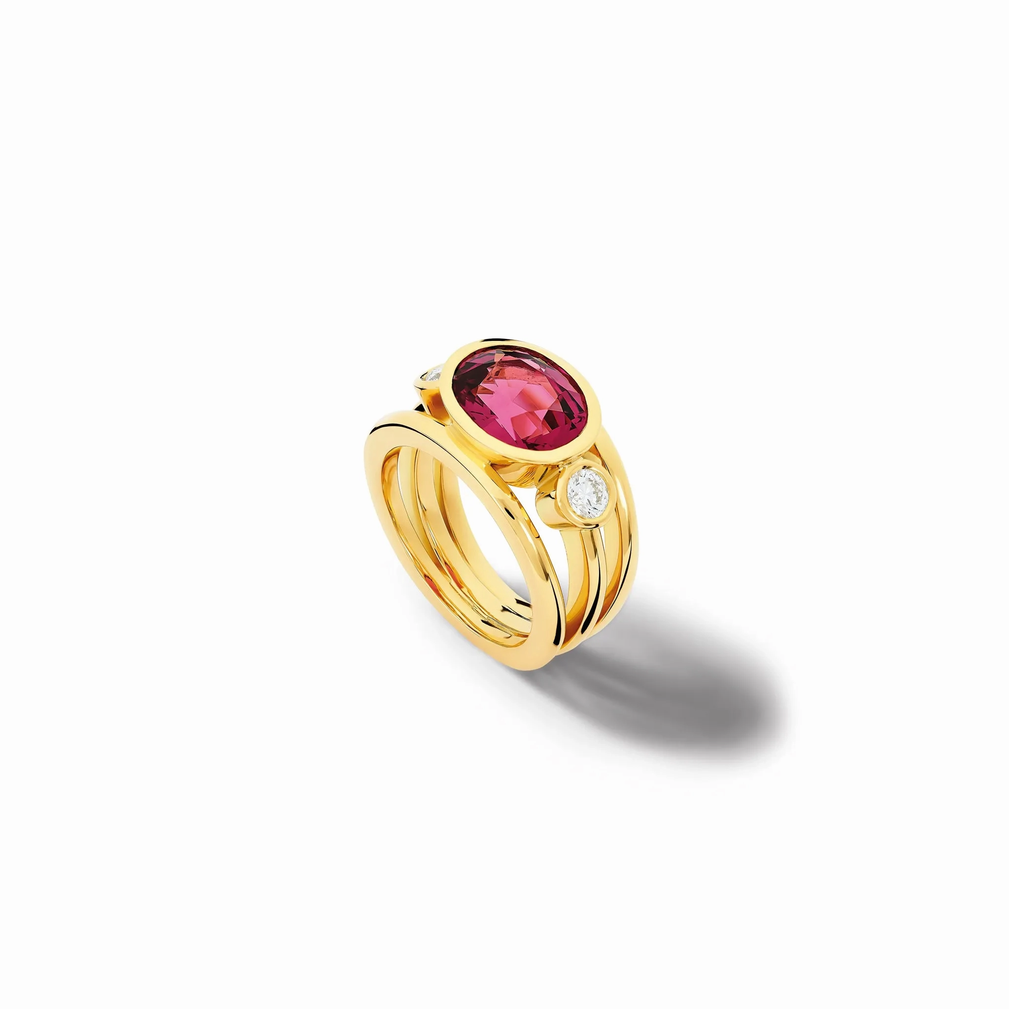 Aeneus Ring 18ct Yellow Gold - Pink Umbalite Garnet &amp; Diamond