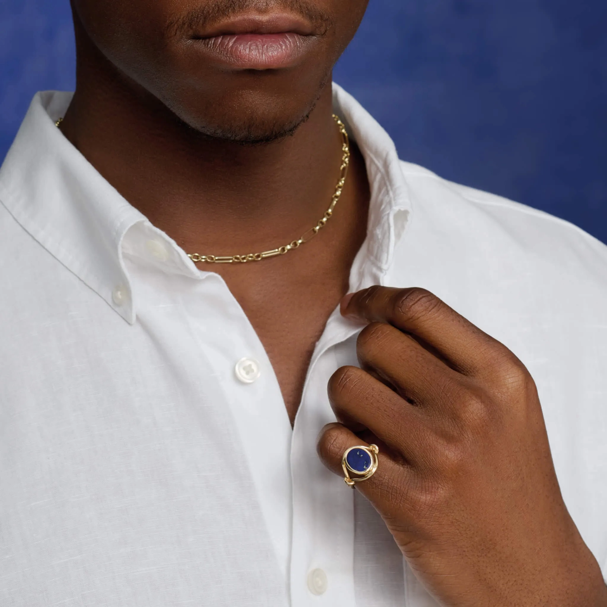Agricola Signet Ring Yellow Gold - Lapis Lazuli