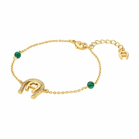 Aigner Aldina Ladies Gold Plated Bracelet with Malachite And Crystals fashion-jewelry  