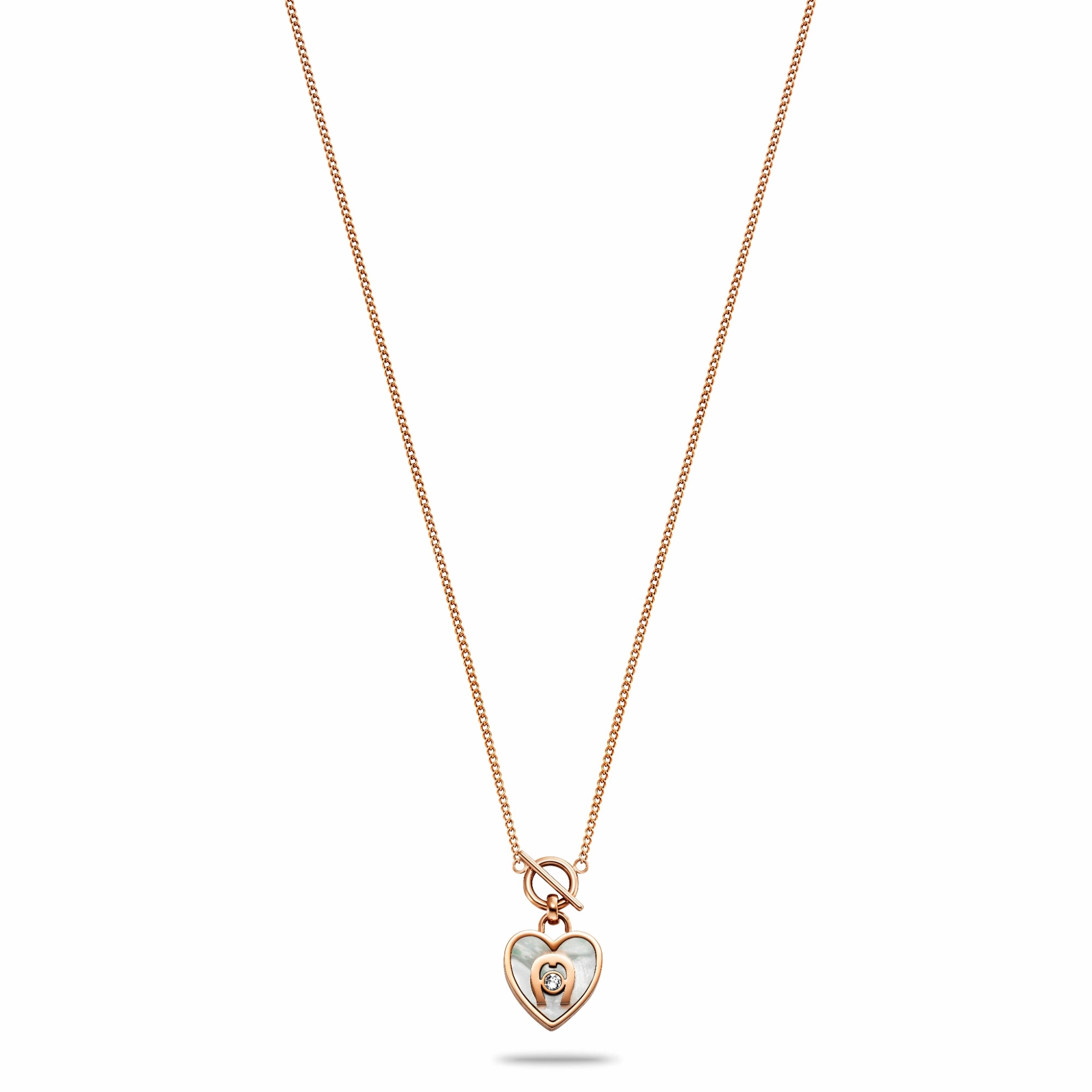 Aigner Ladies Rose Gold Stainless Steel Long Necklace fashion-jewelry  