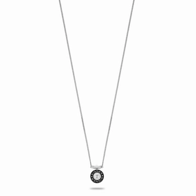 Aigner Ladies Silver Black Stainless Steel Short Necklace fashion-jewelry  