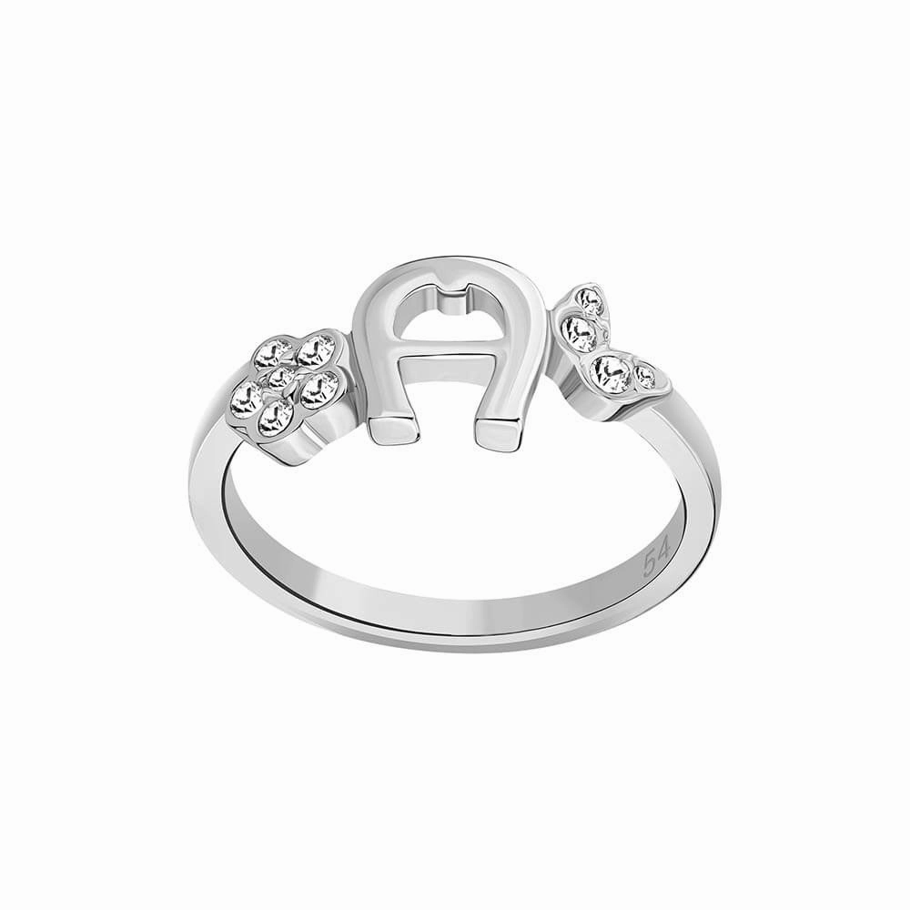 Aigner Ladies Viola Silver Ring with Crystals Size 52