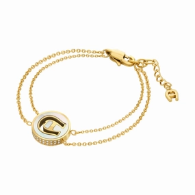 Aigner Lucia Ladies Round MOP Gold Plated Bracelet With Crystals fashion-jewelry  