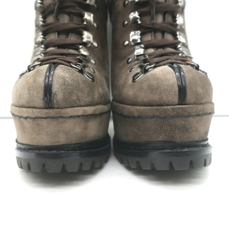 Alaia Plateau-Wanderstiefel Braun Wildleder Größe 38 Schnürbare Knöchelstiefel
