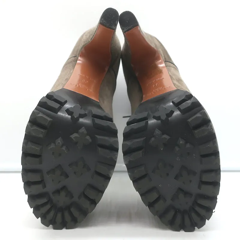 Alaia Plateau-Wanderstiefel Braun Wildleder Größe 38 Schnürbare Knöchelstiefel