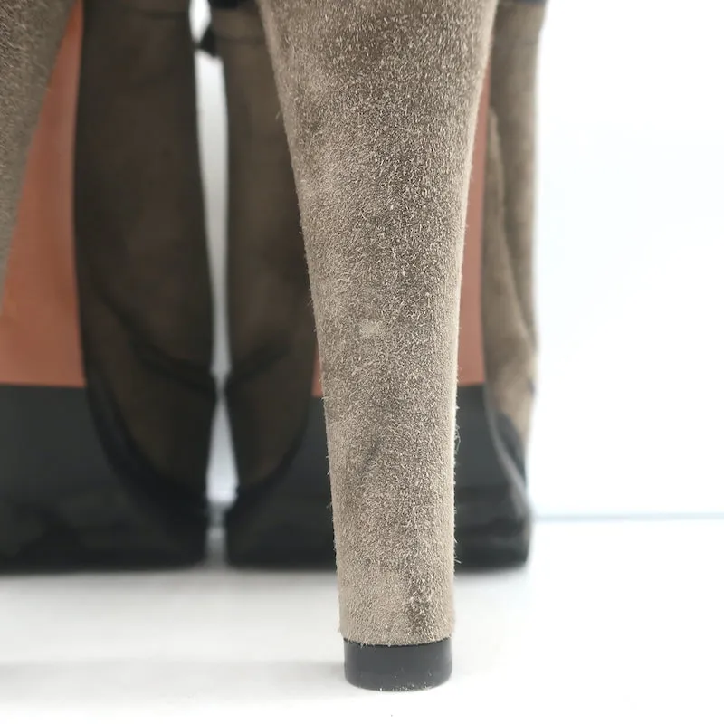 Alaia Plateau-Wanderstiefel Braun Wildleder Größe 38 Schnürbare Knöchelstiefel