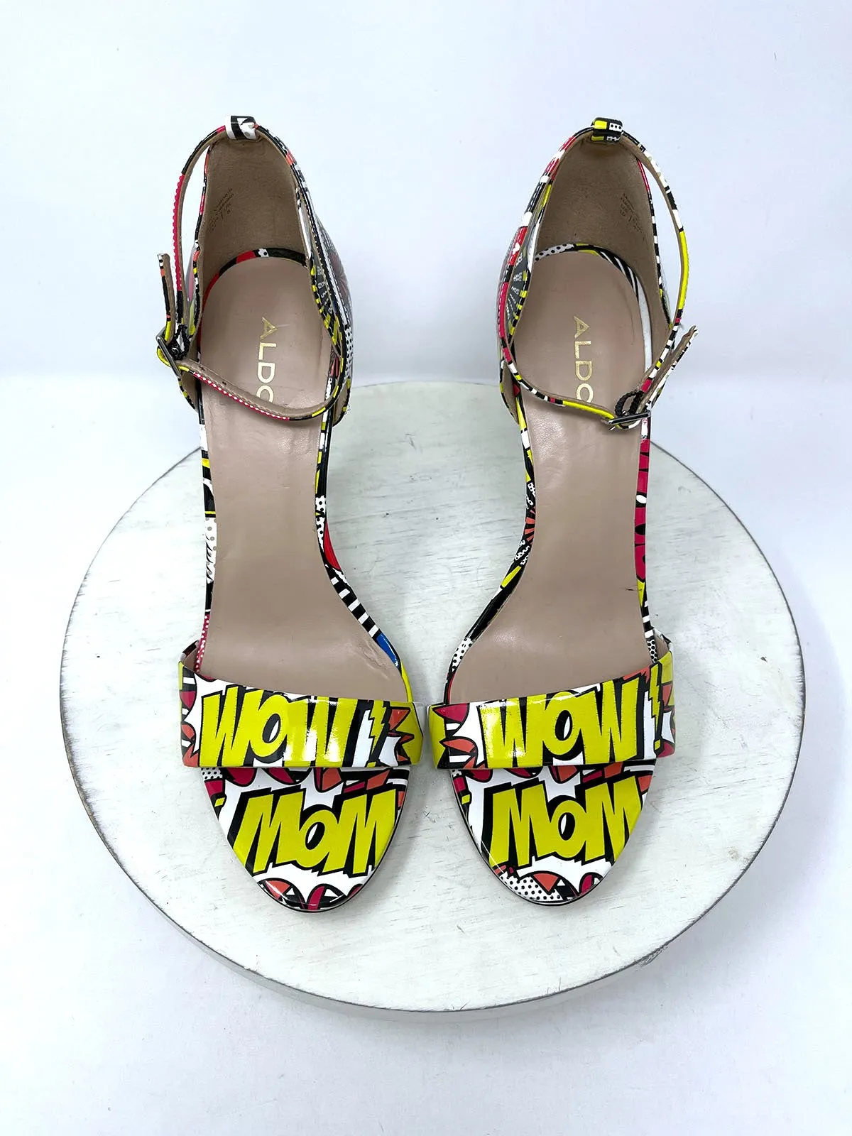 Aldo Größe 10 (41) Weiße Mehrfarbige Pop-Art High-Heel-Sandalen