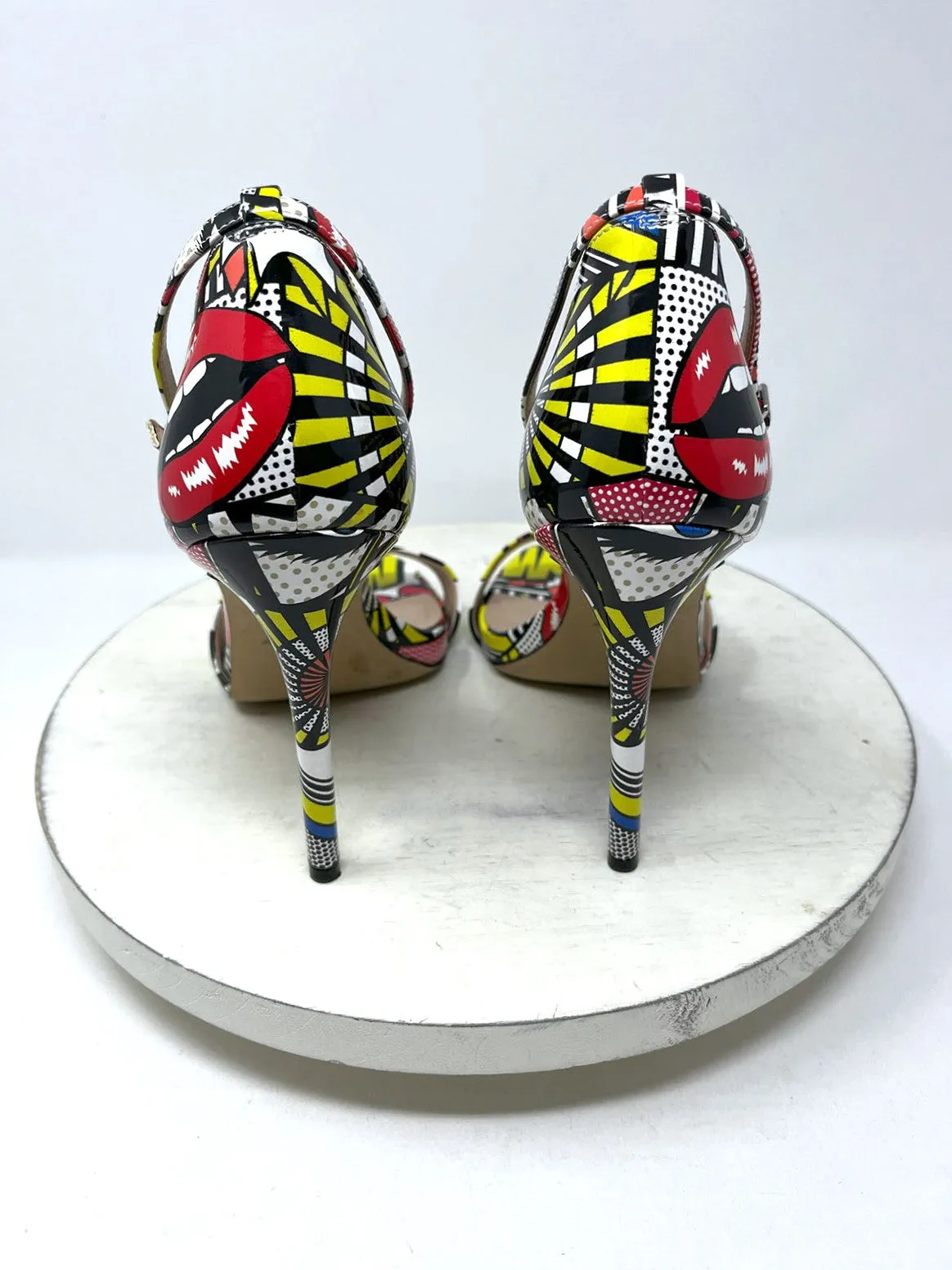 Aldo Größe 10 (41) Weiße Mehrfarbige Pop-Art High-Heel-Sandalen