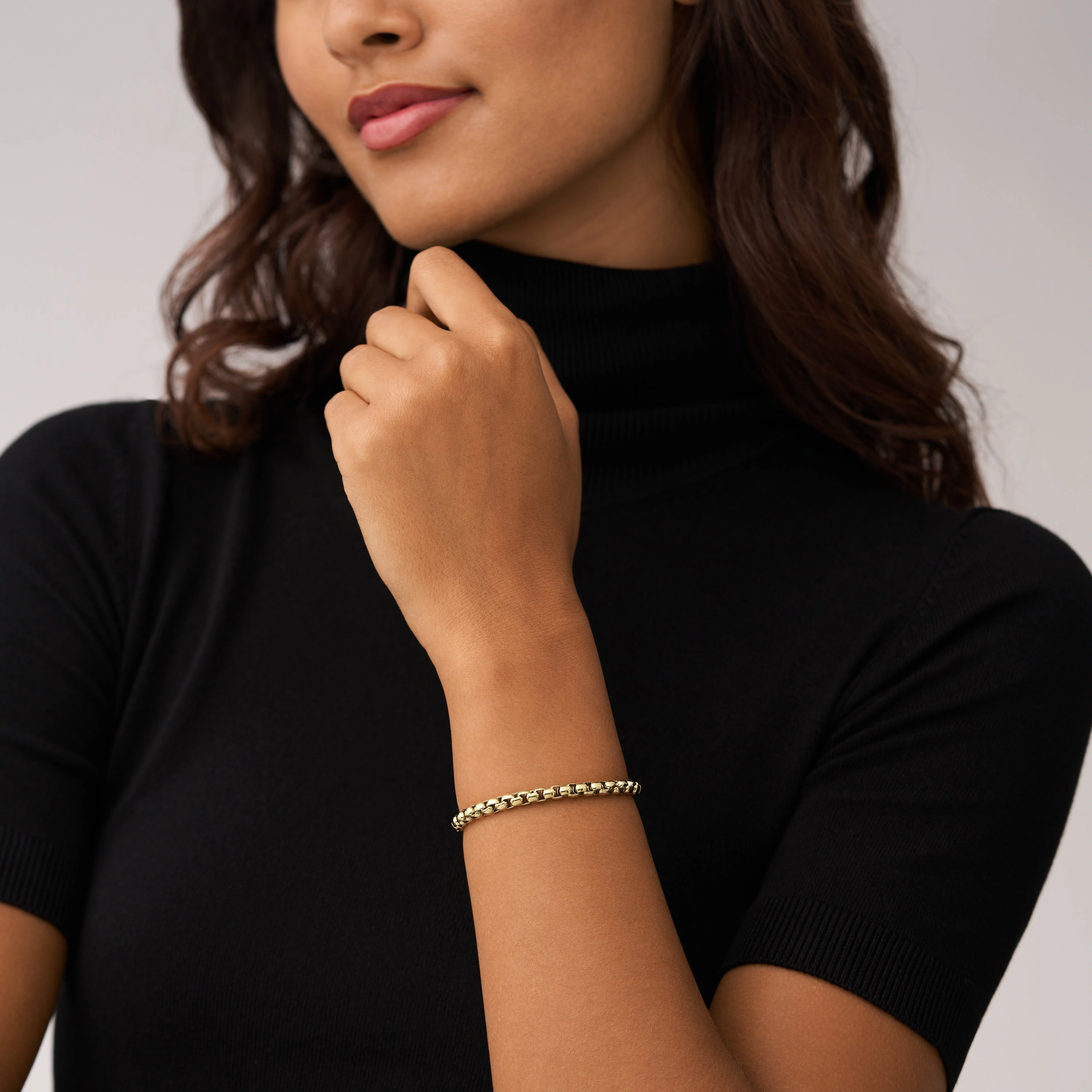 All Stacked Up Gold-Tone Stainless Steel Chain Bracelet