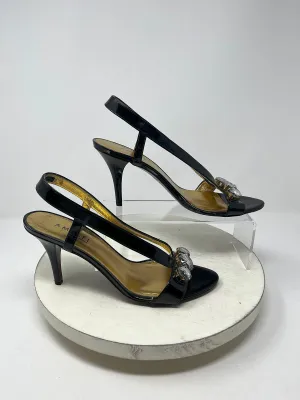Amalfi Größe 9,5 Sandalen in Schwarz & Gold mit Schmucksteinen