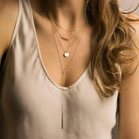 Amazon Jewelry Overlay Geometric Long Collar Chain 