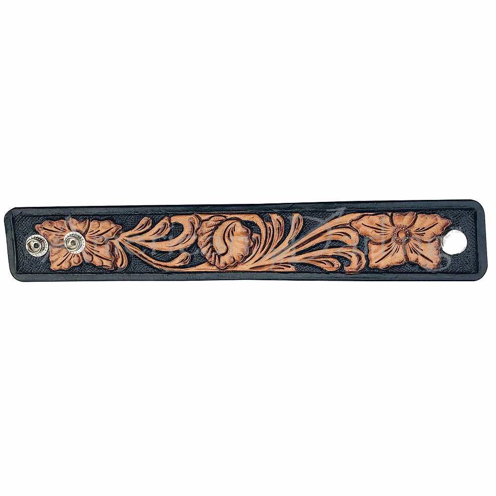 American Darling Hand Tooled Leather Bracelet texture-rose-gold  