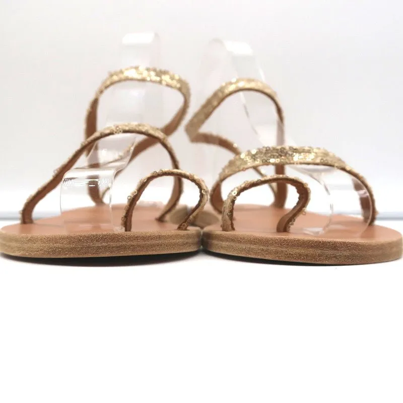 Antike griechische Sandalen Eleftheria mit Knöchelriemen Gold Glitzer Größe 38 NEU