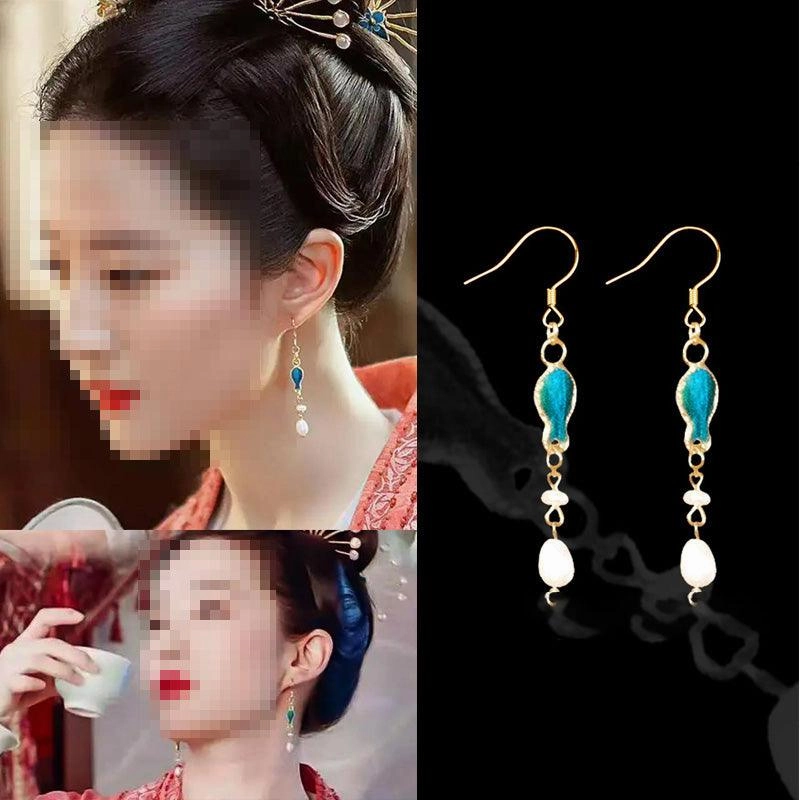 Ancient Style Earrings Chinese Style Song Dynasty Ear Jewelry Pearl