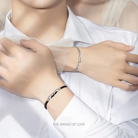 Angel Wings Sterling Silver 925 Couple Bracelet For Men And Women 