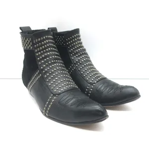ANINE BING Charlie Silber-Nieten Stiefeletten Schwarz Leder & Wildleder Größe 37