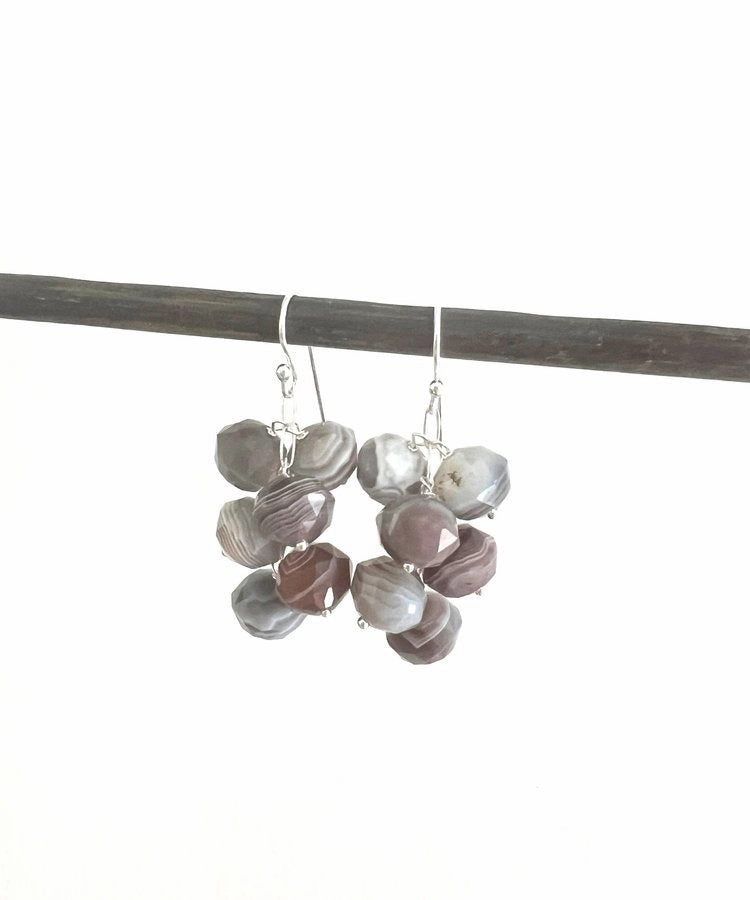 ANN LIGHTFOOT - FACETED 9MM BOTSWANA AGATE DROPLET EARRINGS ear-ear-stud  