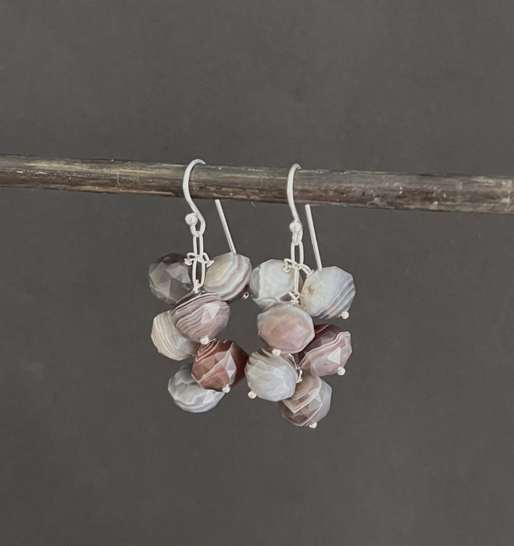 ANN LIGHTFOOT - FACETED 9MM BOTSWANA AGATE DROPLET EARRINGS