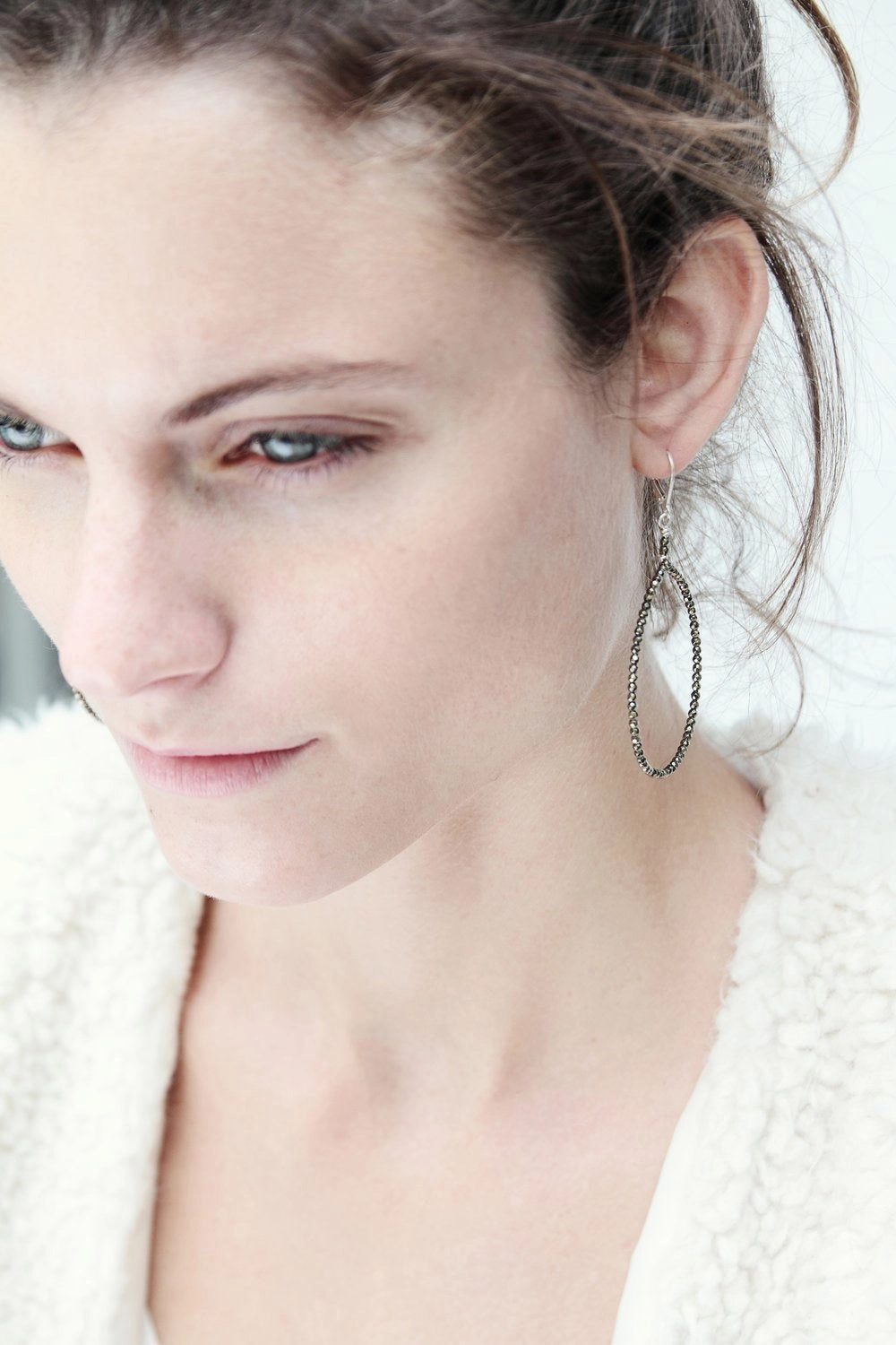 ANN LIGHTFOOT - FACETED PYRITE HOOP EARRINGS