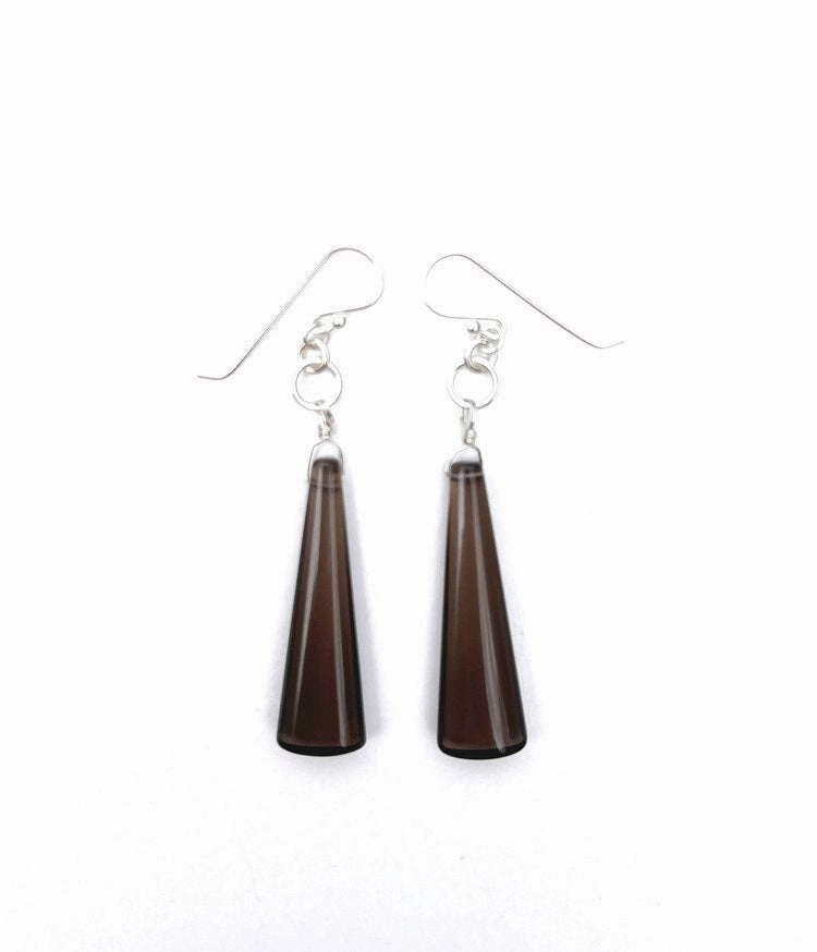 ANN LIGHTFOOT - SMOKEY QUARTZ LONG DROP EARRINGS ear-ear-stud  