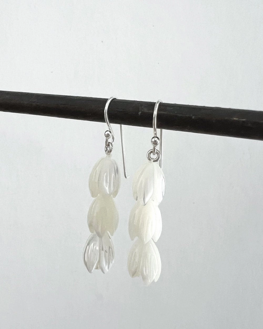ANN LIGHTFOOT - TRIPLE TULIP MOTHER OF PEARL EARRINGS