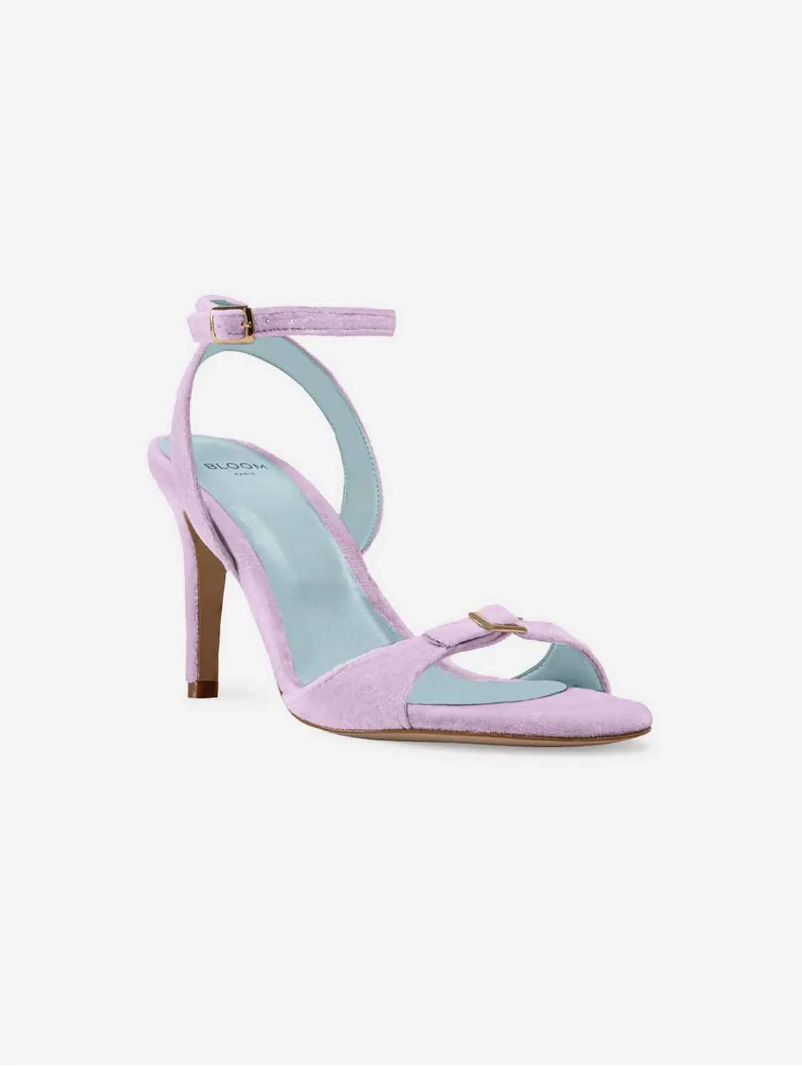 Anna Vegan Velvet High Heel Sandalen | Lila
